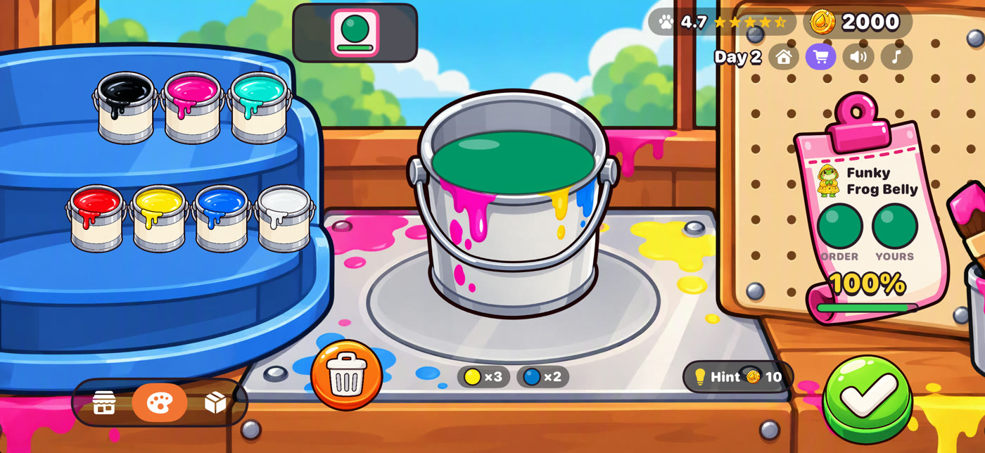 Mixing paint in a bucket with a 100% match
