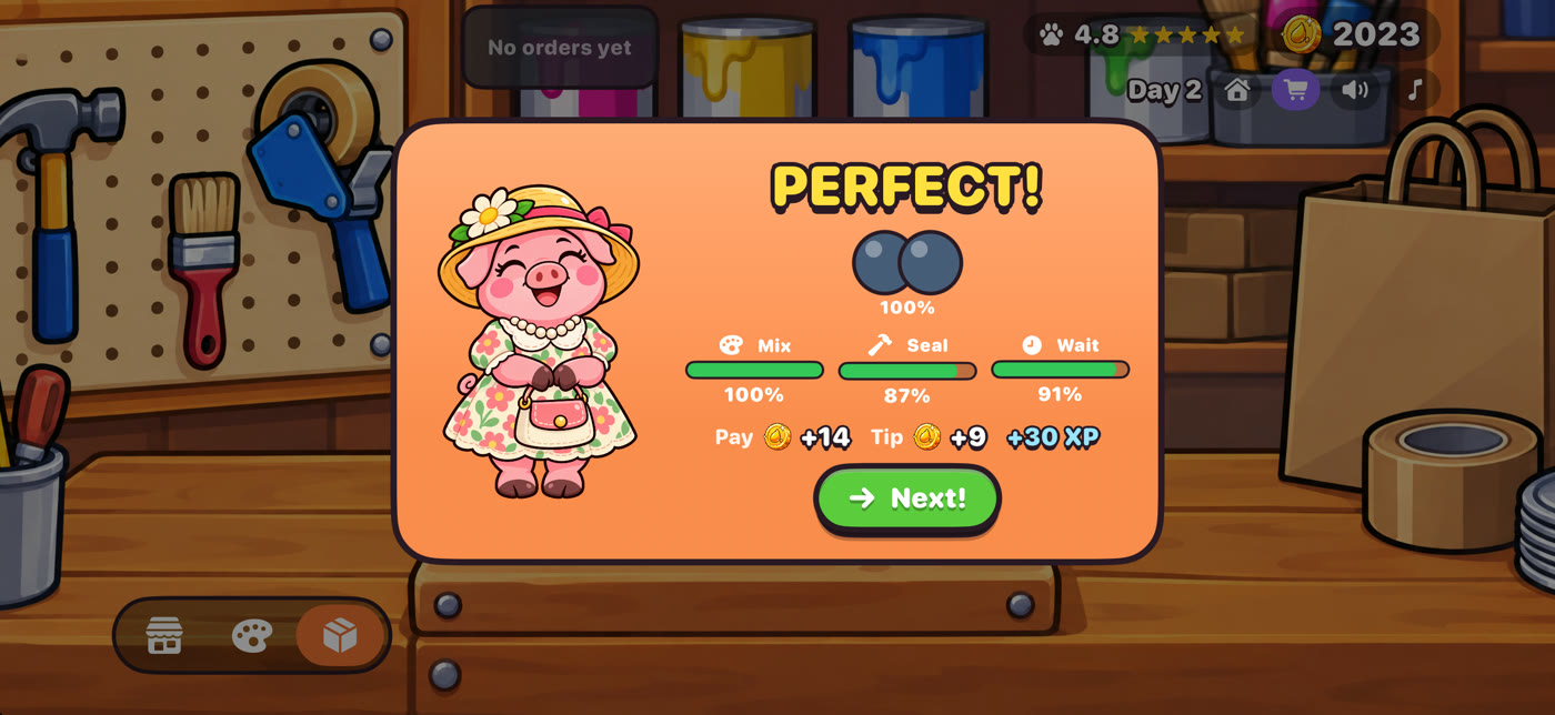Perfect score card with pay and tips